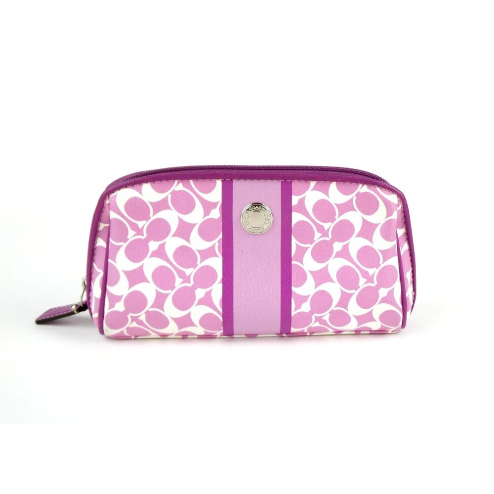 Coach Signature Purple & Chalk Cosmetic Bag